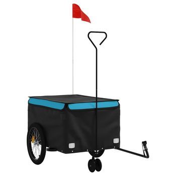 Remolque Para Bicicleta Hierro Negro Y Azul 45 Kg Vidaxl