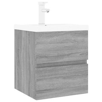 Mueble De Baño | Armario De Baño Con Lavabo Madera Contrachapada Gris Sonoma