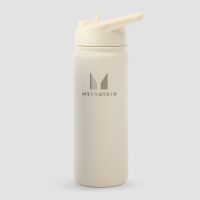 botella de metal reciclado con pestana abatible de myprotein 500ml - crema natural