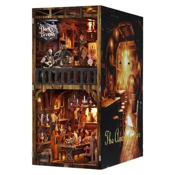 Bar Antiguo. Book Nook De Madera, Diseño 3d Realista Con Gran Detalle, Cubierta Y Luces Led. 11x18x23 Cm. Color: Multicolor