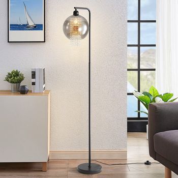 Lámpara De Pie De Interior Nettlife, 1 Llama, E27, Color Gris Ahumado, Lámpara De Pie De Cristal Grande Para Sofá De Oficina