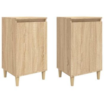 Juego De 2 Mesitas De Noche - Mesillas Madera Contrachapada Roble 40x35x70 Cm Mc5962