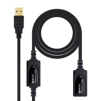 Nanocable Cable Prolongador USB 2.0 Tipo A Macho/Hembra 10m Negro