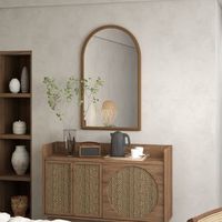 espejo de pared de madera vidrio homcom 65x110 cm-marron oscuro