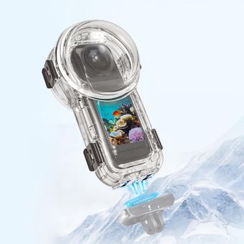 Carcasa de buceo PULUZ para Insta360 X5, carcasa de buceo sellada impermeable de 60m de liberación rápida para Insta360 X5, accesorios para cámara de acción deportiva