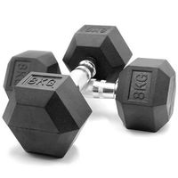 hxg pack 2 mancuernas hexagonales 8 kg  diseno antideslizante revestimiento de caucho perfectas para casa y gimnasio