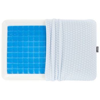 Almohada De Gel Efecto Memoria De Tela Aloe Vera Blanca Y Azul Soporte Para El Cuello Cojín De Firmeza Media Emin