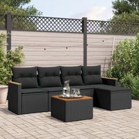 conjunto de sofas de jardin 6 uds  mueble jardin mesa y sillas y cojines ratan sintetico negro cfw170569