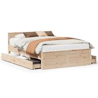 cama de matrimonio  cama de adulto  cama con cabecero sin colchon madera maciza de pino 150x200 cm