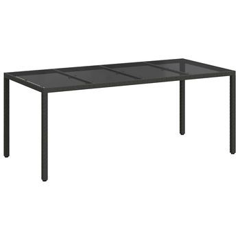 Mesa De Jardín | Mesa De Exterior Negro 190 X 90 X 75 Cm Ratán Sintético