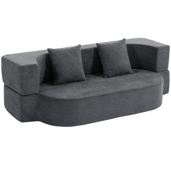 HOMCOM Sofá Cama de Suelo sin Armazón con Espuma Gruesa de Alta Densidad Asiento Amplio y Profundo Gris Oscuro   Aosom España