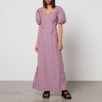 ganni striped organic cotton midi dress - eu 34uk 6