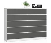 comoda akord k160 blanco 160 cm 10 cajones frente en color grafito gris 160x40x121 cm