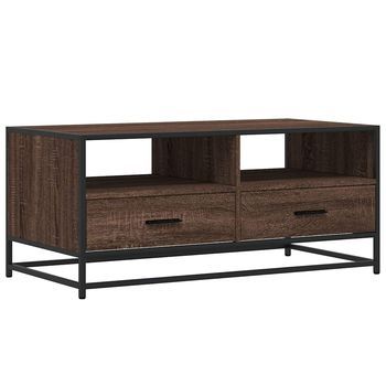 Mesa De Café - Mesa De Centro Madera Ingeniería Metal Roble Marrón 100x50x45cm