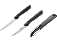 set de cuchillos - tefal k2213s essential 3 piezas cuchillo pelador multiusos pelador acero inoxidable mango ergonomico negro