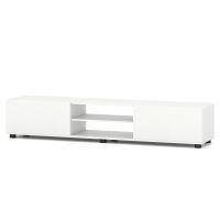 costway mueble para tv de hasta 70 pulgadas con estantes abiertos compartimentos puertas y 6 patas metalicas para salon blanco