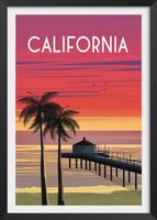 poster de la ciudad de california con marco negro 30x45cm