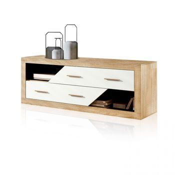Módulo Bajo 2 Cajones 130 Cm Nuka Cambria - Blanco 130 X 50 X 41,4 Cm
