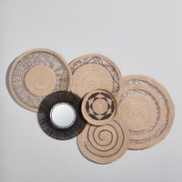 circulos de yute y junco de mar para decorar la pared 189x115 cm