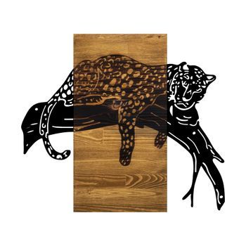 Decoración Pared De Madera Leopard Nogal Negro 66x3x58 Cm