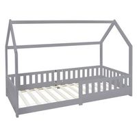 cuna con techo de lamas anticaida 200x90cm gris claro ecd geramny