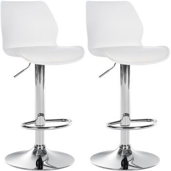 Juego De 2 Taburetes De Bar Gilbert Plástico Blanco 42x39x82 Cm Clp