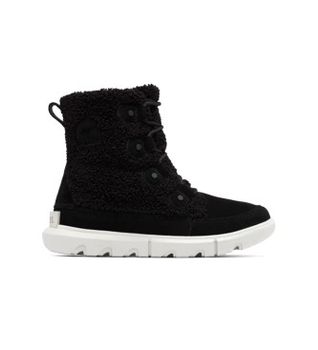 Sorel para mujer. 2058881010 Botines de piel Explorer next negro (36), Plano, Cordones, Velcro, Casual