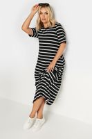 yours vestido canale largo negro de rayas mujer curvy y tallas grandes yours