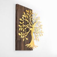 decoracion pared de madera arbol oro nogal 58x58 cm