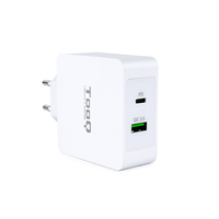 cargador usb pared tooq tqwc-2sc03wt 2ptos usb-c pd  usb qc30 blanco