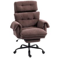 homcom silla ejecutiva silla de oficina con respaldo ajustable silla acolchada con ruedas silla de poliester ajustable en altura marron   aosom espana