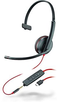 POLY Blackwire C3215 Auriculares Alámbrico Diadema Oficina/Centro de llamadas USB Tipo C Negro