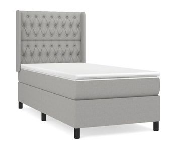 Cama box spring con colchón tela gris claro 90x200 cm diseño de botones
