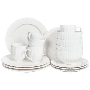 Conjunto De 16 Piezas Vajilla De Porcelana Caolín Artesanal Acabado Brillante Blanco Cowslip