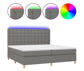 Cama box spring colchón y luces led tela gris claro 200x200 cm botones