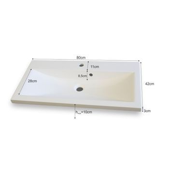 Lavabo 80cm Colección Raven, Color Blanco