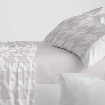Juego De Sábanas 100% Algodón Cama De 105 Cm - Quarzo - Burrito Blanco
