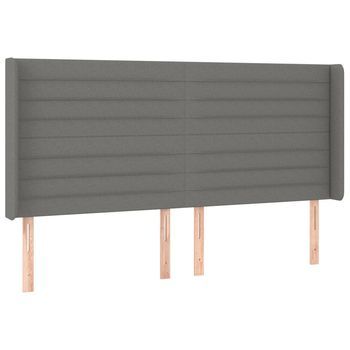 Cabecero Cama | Panel De Cabecera Con Orejas De Tela Gris Oscuro 183x16x118/128 Cm