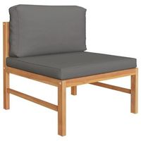 conjunto de muebles de jardin 2 uds  mesa y sillas madera teca cojines gris oscuro
