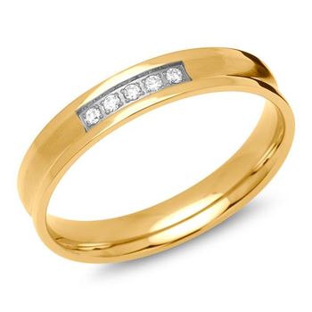 Anillo mujer acero inoxidable chapado en oro 4 mm juego de piedras