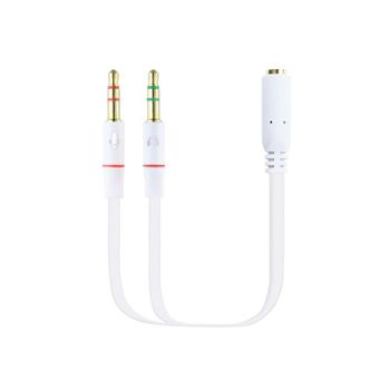 Nanocable Cable Audio Jack 3.5 a 2xJack 3.5 Macho/Hembra 20cm Blanco
