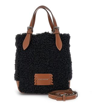 bolso de mano en tejido rizado black