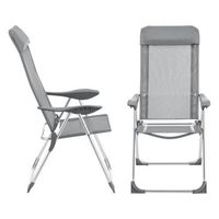 set de 2 sillas de camping plegables errenteria - 109 x 57 x 67 cm - para jardin - balcon - terraza - silla playa - asiento relax - sillas de acampada - hasta 115 kg - gris claro encasa