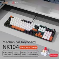 ajazz nk104 teclado mecanico para juegos con cable y intercambio en caliente r 104 teclas intercambio en caliente diy perilla de control de volumen retroiluminado tamano completo
