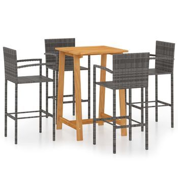 Conjunto De Bar Para Jardín 5 Piezas | Mueble De Jardín Gris