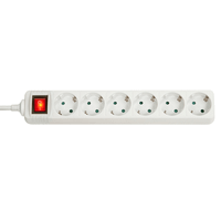 lindy schuko mains 6 way gang socket with switch 73103