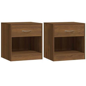 Vidaxl Mesitas De Noche 2 Unidades Con Cajón Marrón Roble