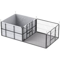 pawhut parque para cachorros con 7 paneles y alfombrilla lavable 203x102x60 cm negro   aosom espana