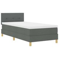 cama box spring led con tiras led gris oscuro 90 x 200 cm tela vidaxl