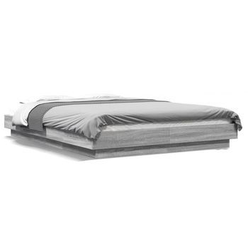 Estructura Cama Con Luces Led Madera Gris Sonoma 135x190 Cm